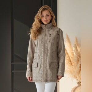 Elegant PU Tan Utility Jacket for Women